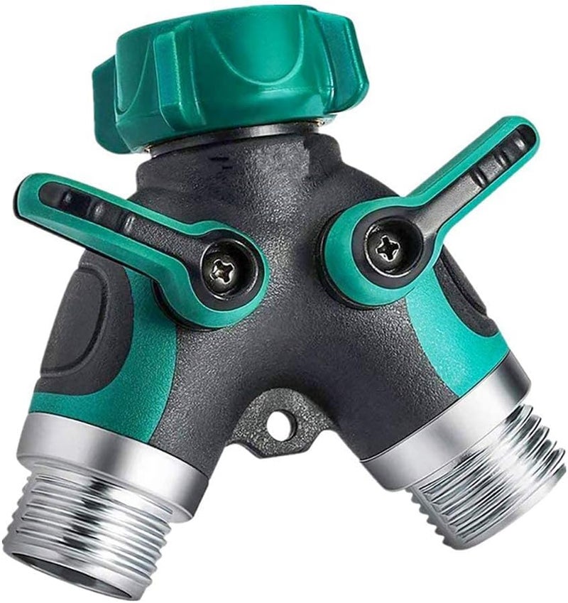Sanpaint Hose Splitter 2 Way Heavy Duty, Garden Hose Splitter, Water Hose Splitter,Y Connector Garden Hose Adapter, Hose Y Splitter 2 Valves with 2 Extra Rubber Washers - Image 1